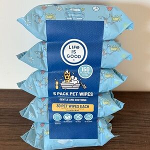 Life Is Good Blue Pet Wipes - 150 Total